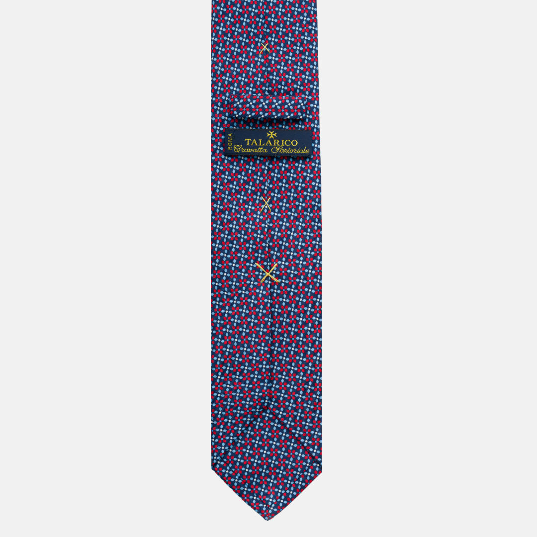 3 Fold Silk Tie Width 7cm Blue Red-M43388