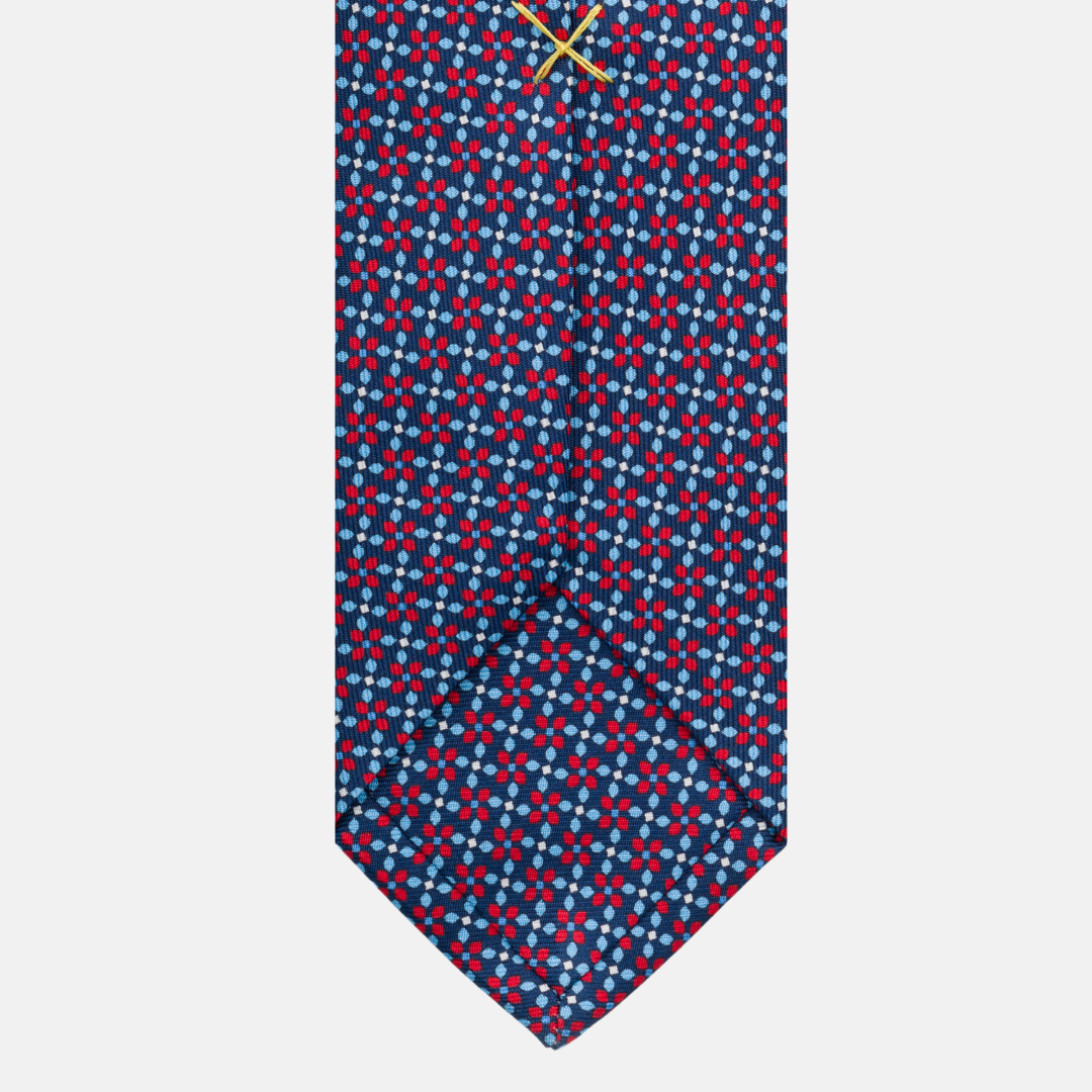 3 Fold Silk Tie Width 7cm Blue Red-M43388