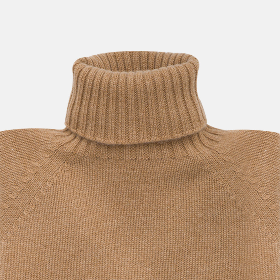 Camel Cashmere Turtleneck Sweater