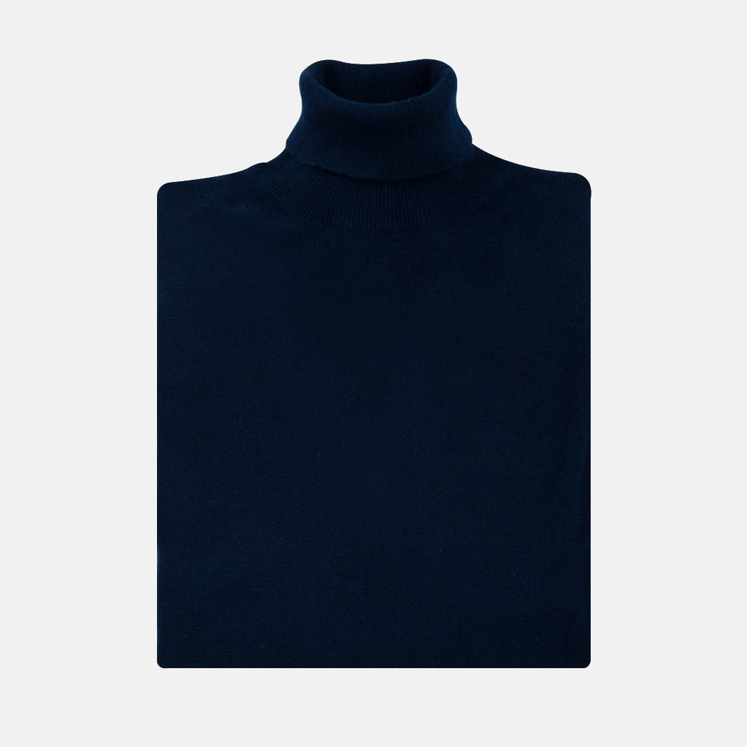 Blue Melange Turtleneck Sweater