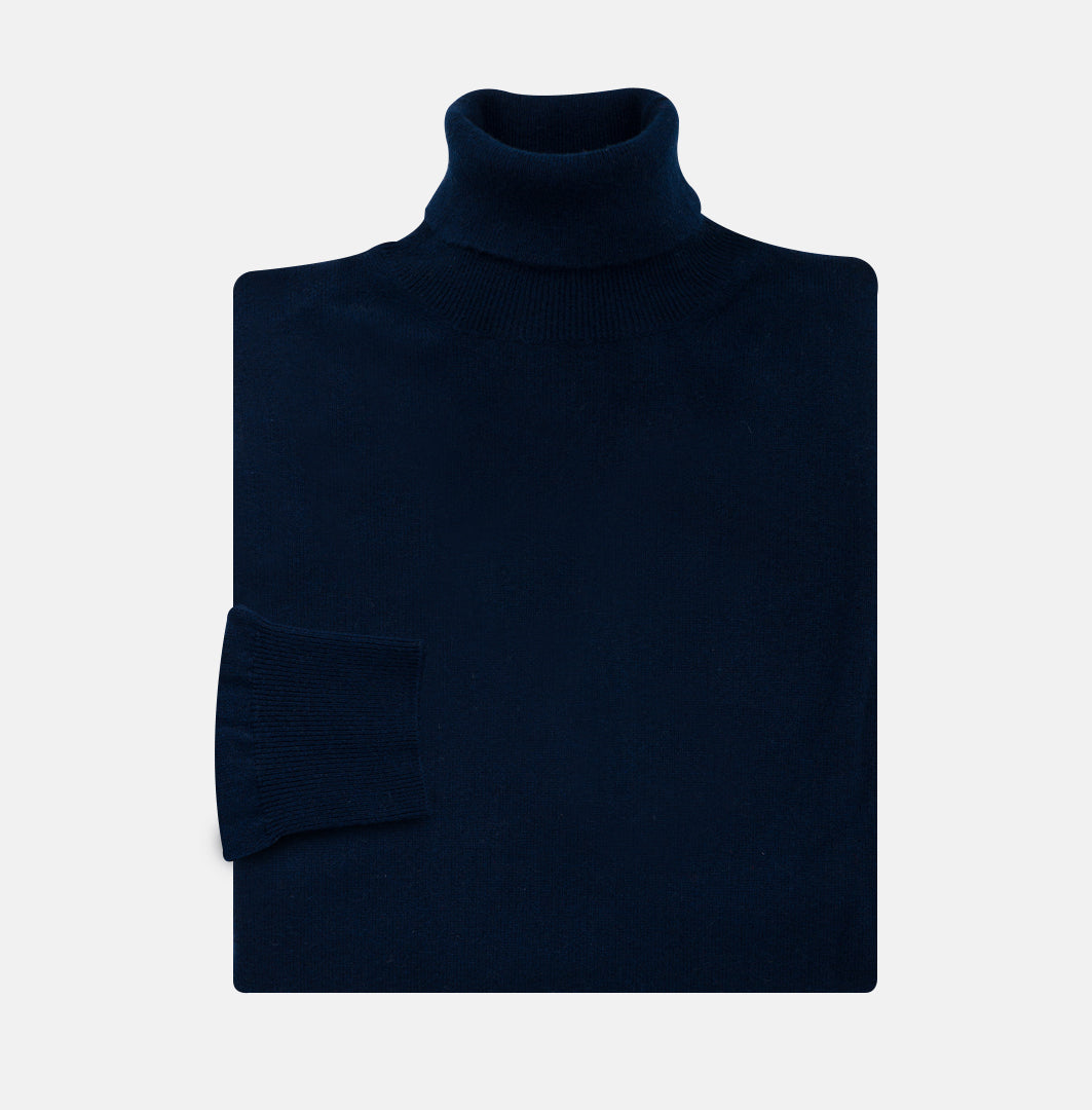 Blue Melange Turtleneck Sweater