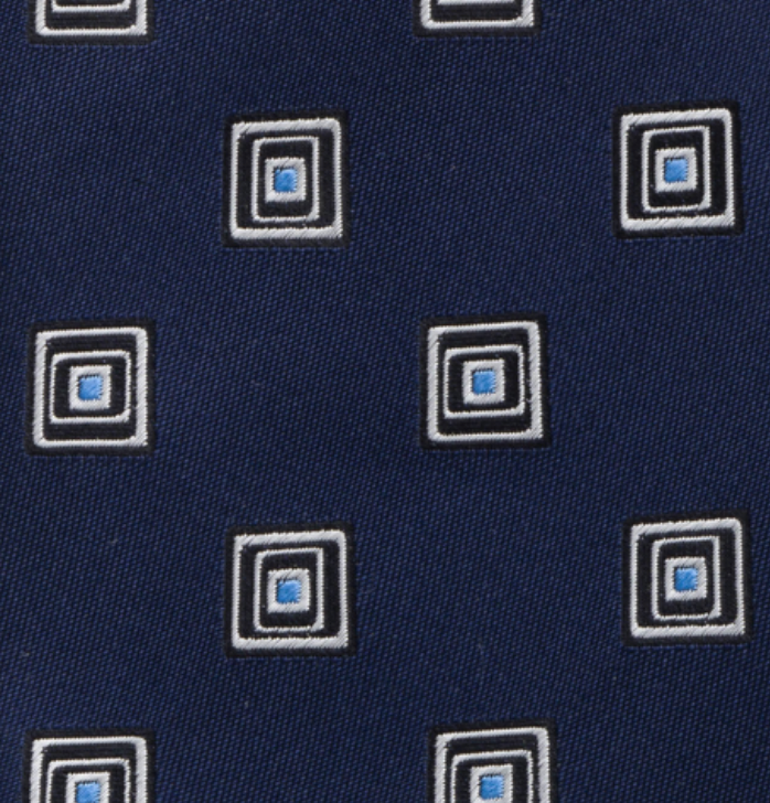 1999 Collection Tie in Heavy Silk Blue Geometric Pattern