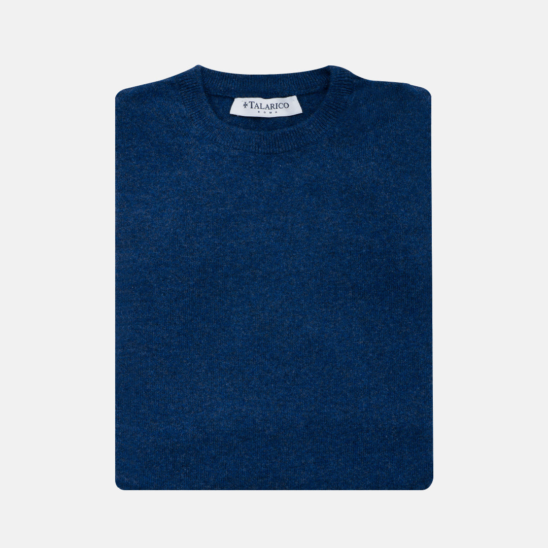 Maglia Girocollo in Cashmere Blu Melange