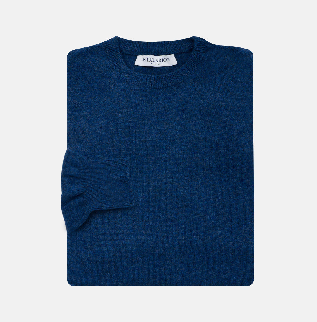 Maglia Girocollo in Cashmere Blu Melange