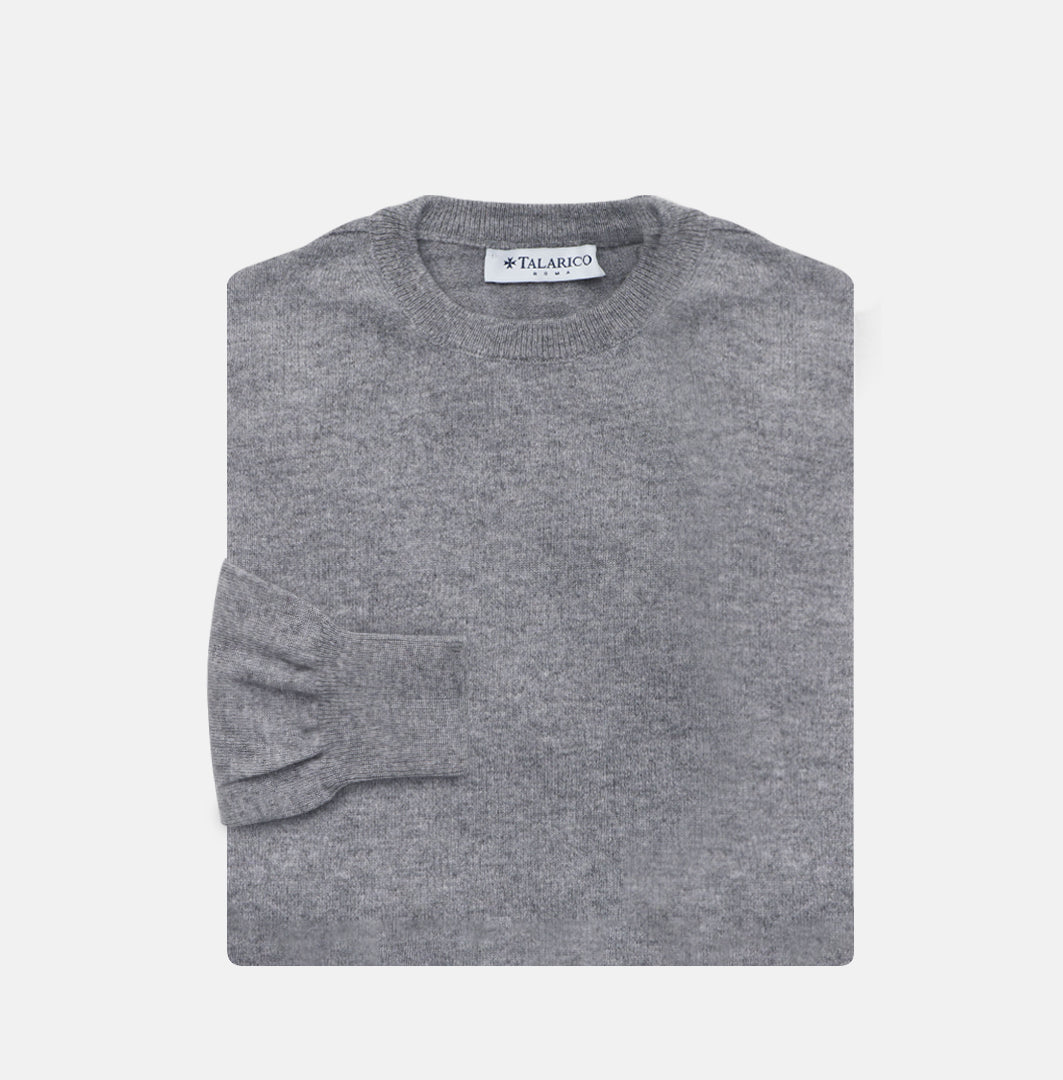 Maglia Girocollo in Cashmere Grigio