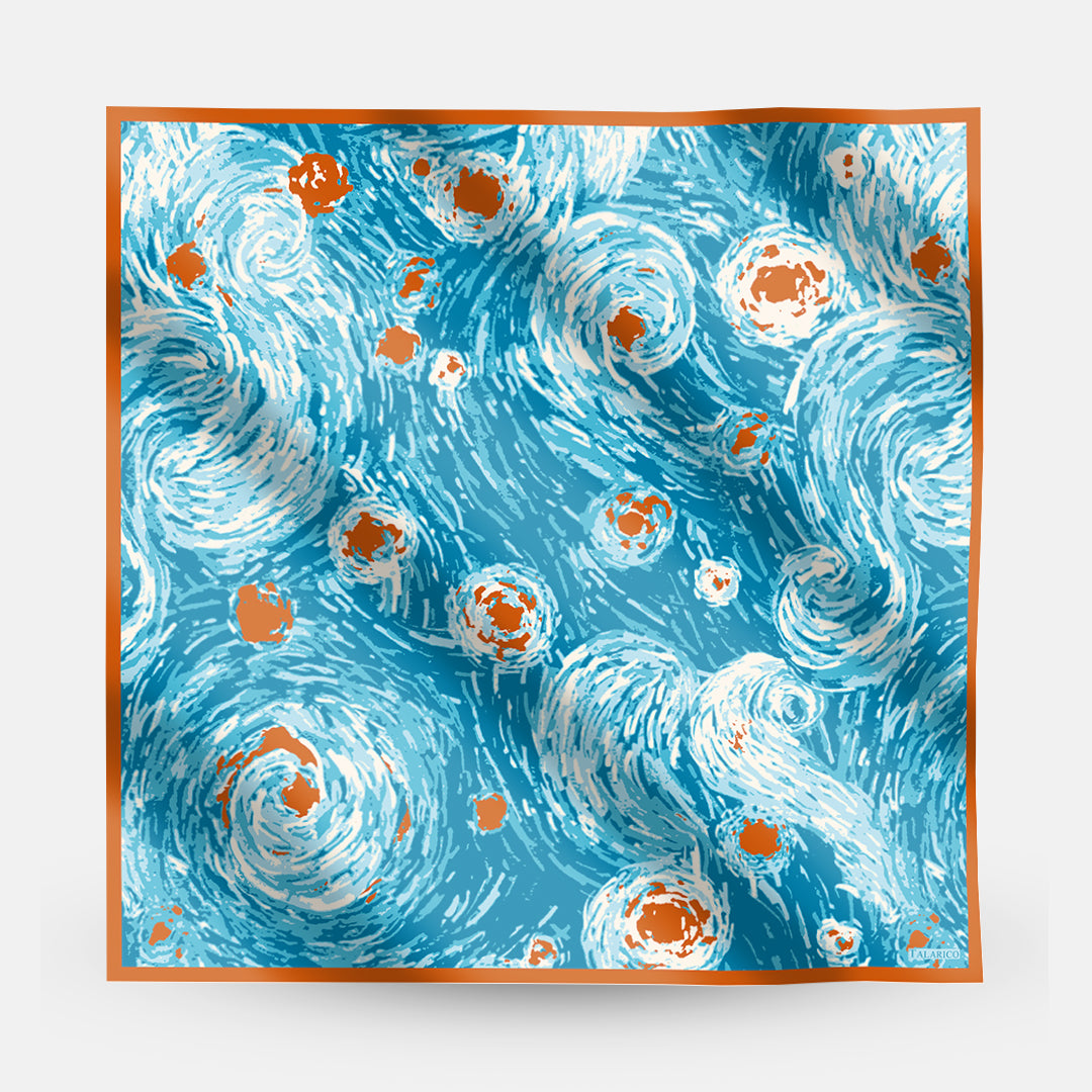 90 Twill Silk Scarf Wave Dance