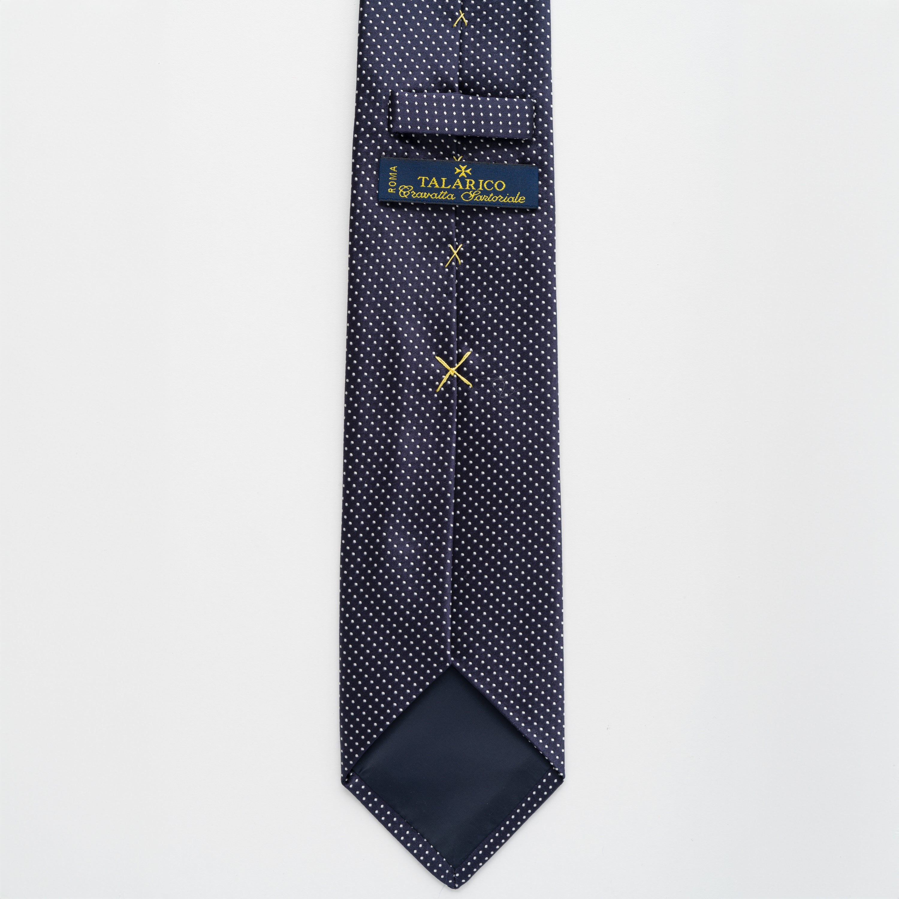 Shiny Silk Ceremony Tie Small Blue Polka Dots - TAL294