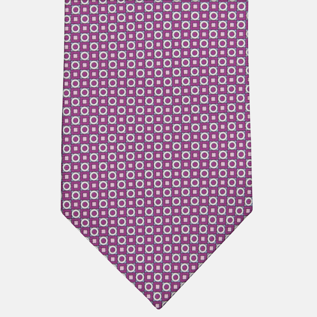 3-Fold Silk Tie with Geometric Pattern Magenta - M49115