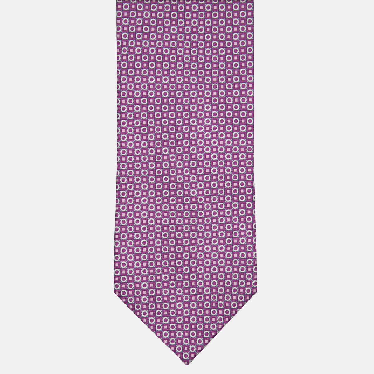 3-Fold Silk Tie with Geometric Pattern Magenta - M49115