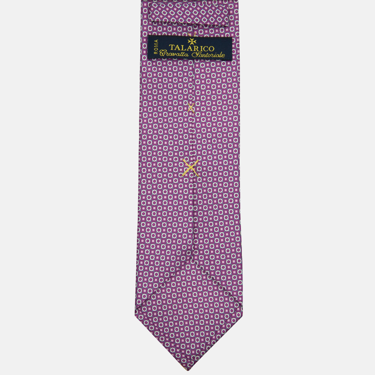 3-Fold Silk Tie with Geometric Pattern Magenta - M49115