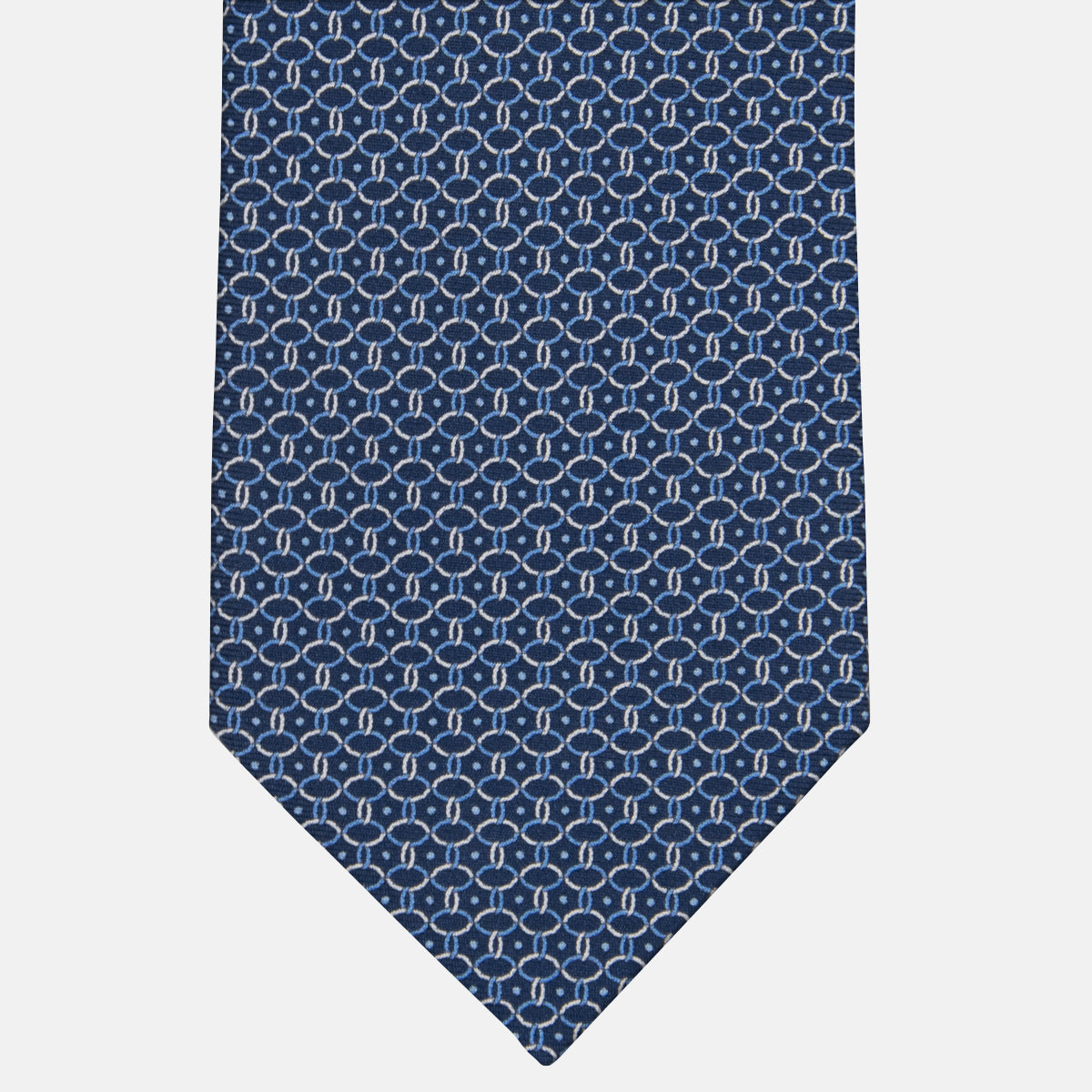 3-fold Silk Tie with Chain Pattern Blue - MO9962