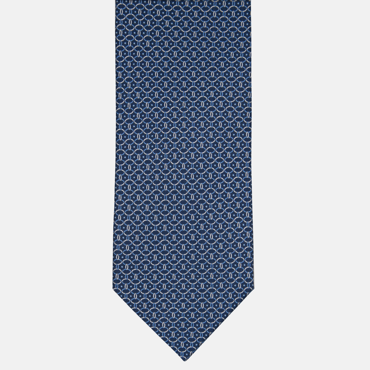 3-fold Silk Tie with Chain Pattern Blue - MO9962