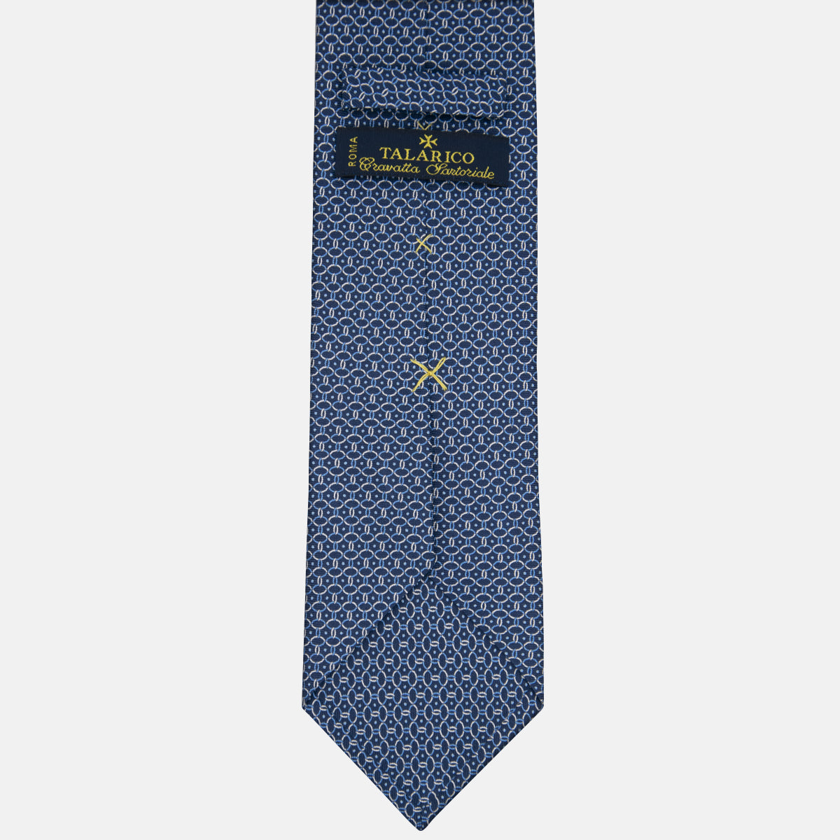 3-fold Silk Tie with Chain Pattern Blue - MO9962