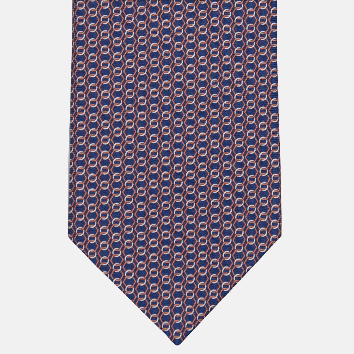 3-fold Silk Tie Chain Pattern Blue Orange - MO8468