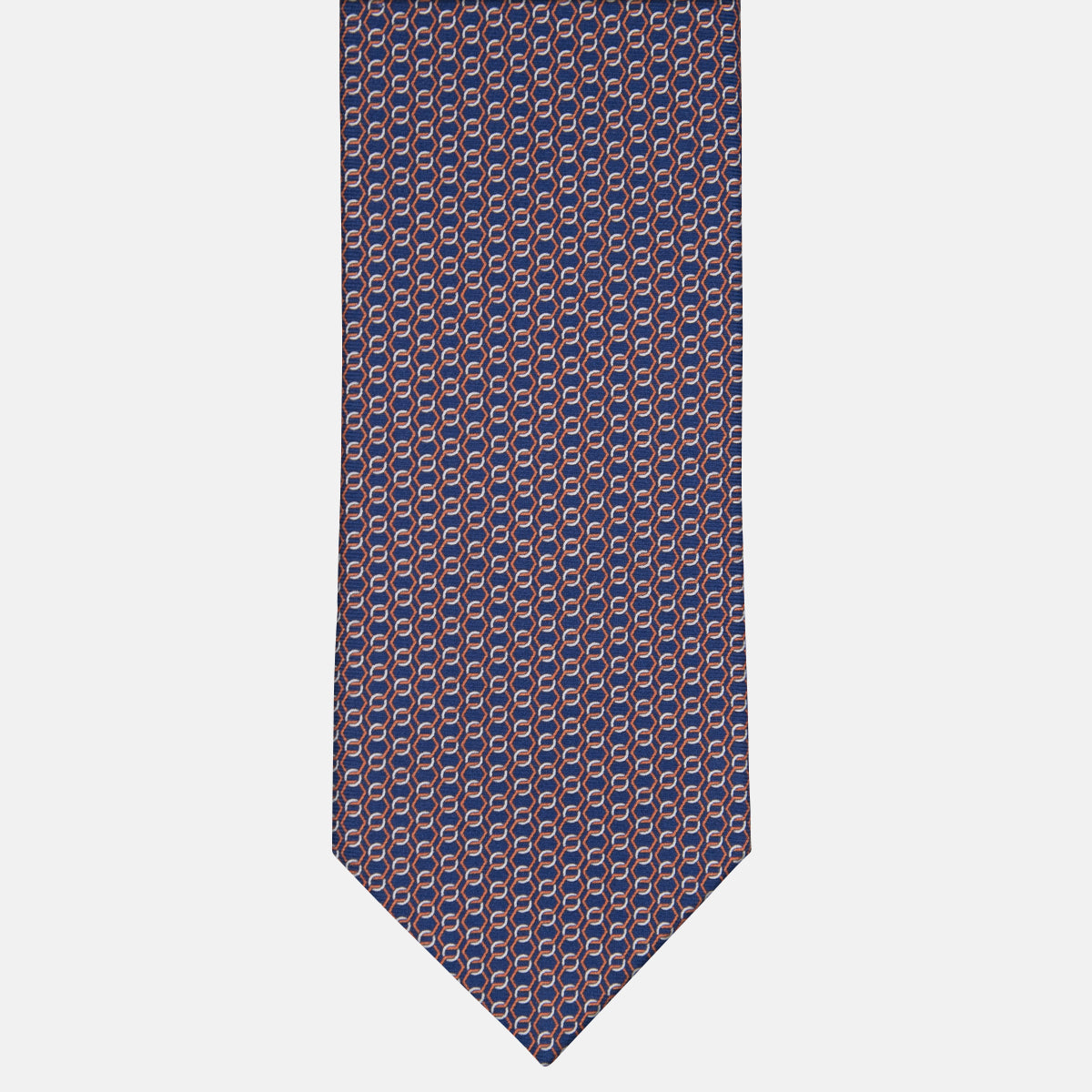 3-fold Silk Tie Chain Pattern Blue Orange - MO8468