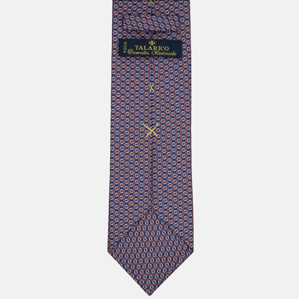 3-fold Silk Tie Chain Pattern Blue Orange - MO8468