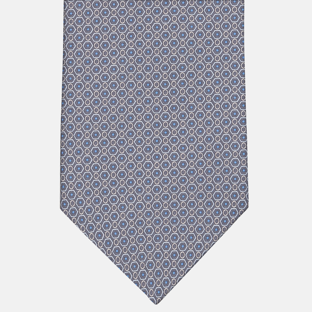 3-fold Silk Tie Geometric Pattern Grey - MO9274