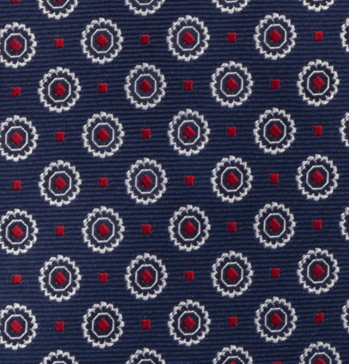 1999 Collection Tie in Heavy Silk Blue Geometric Pattern