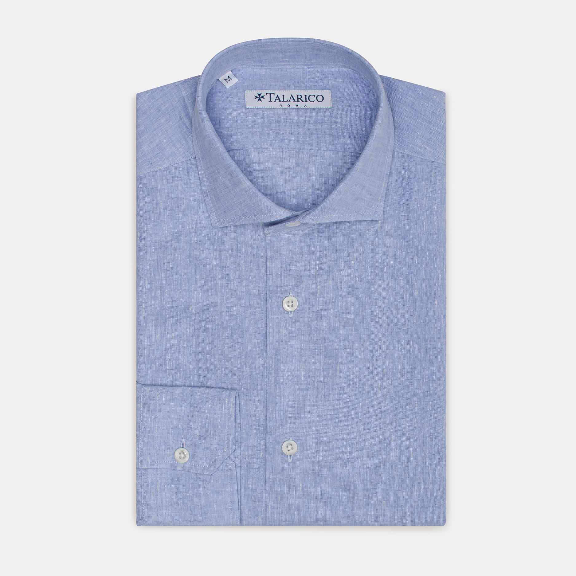 Light blue spread collar linen shirt Talarico Roma